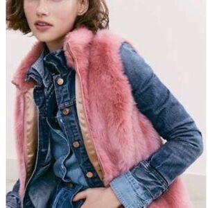 J. Crew Pink Faux Fur Vest